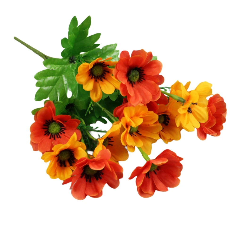 1 Bouquet 14 Heads Artificial Flowers Plastic Fake Silk Daisy Flower Wedding Flower Bouquet Home Garden Party Decoration