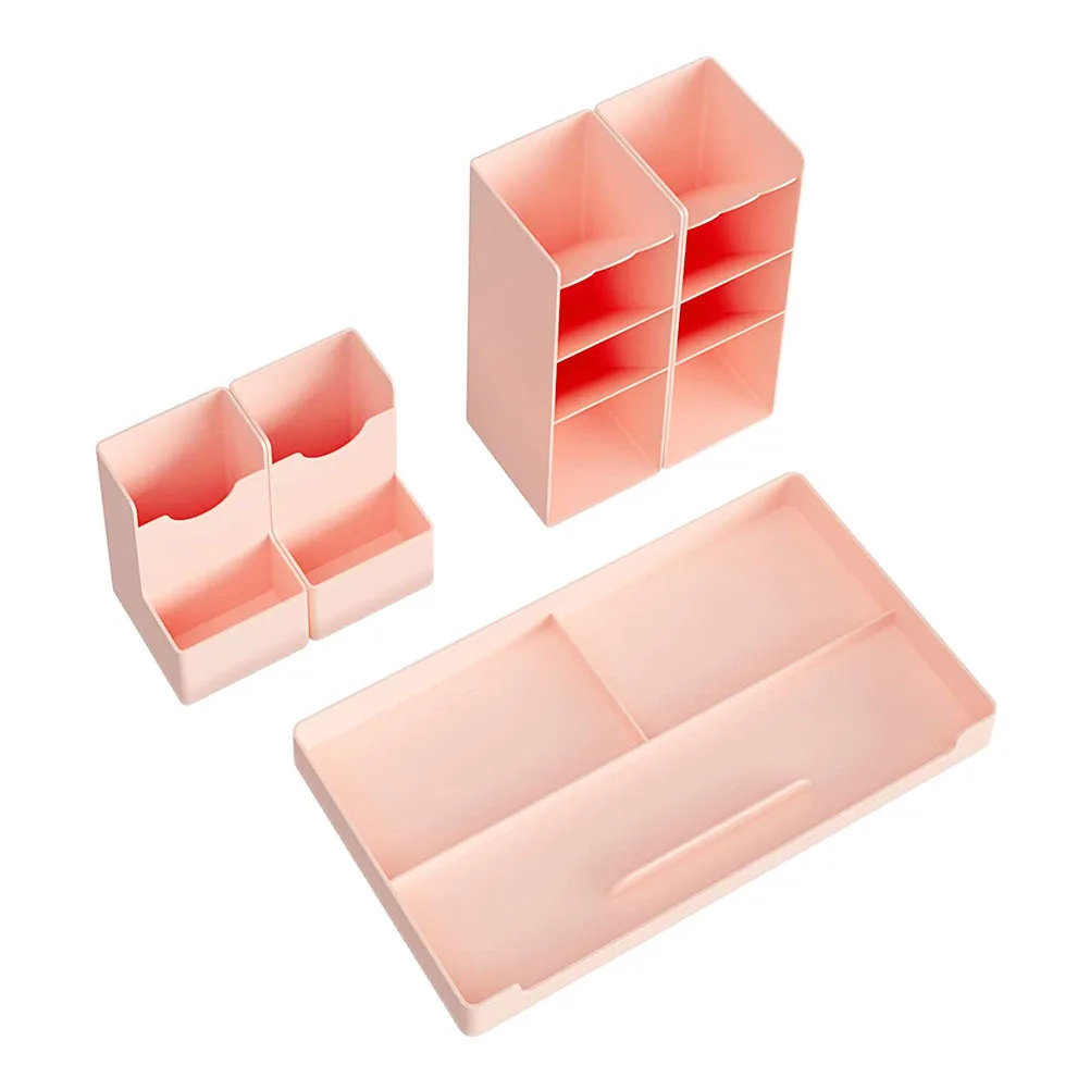 Drawer Style Pen Holder Desktop Organizer Multi-Grid Stationery Storage Box Plastic Pen Container For Office School