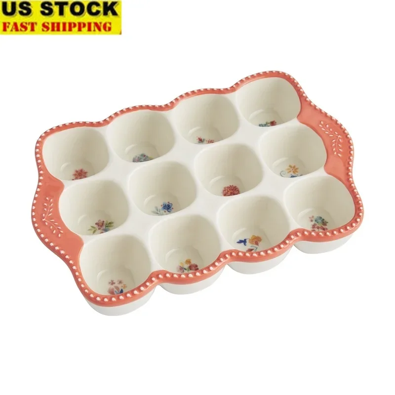 

Цветущий букет, керамическая посуда, держатель для яиц, деревенский кухонный шкаф для хранения, можно мыть в посудомоечной машине, вмещает 12 яиц, декор для фермерского дома, тисненый дизайн