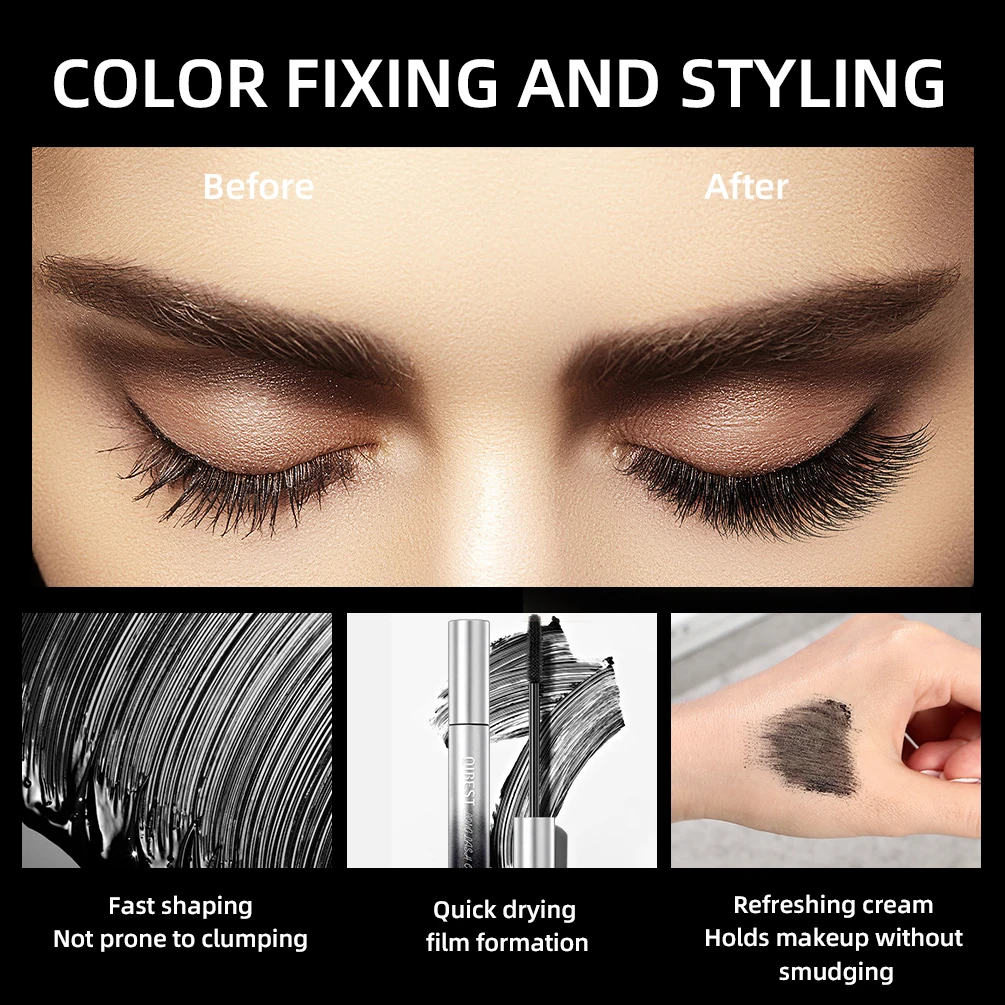 QIBEST New Black Mascara Waterproof Lengthens Eyelashes Extension Non-smudge Lengthening Volume 4D Silk Fiber Mascara Cosmetics