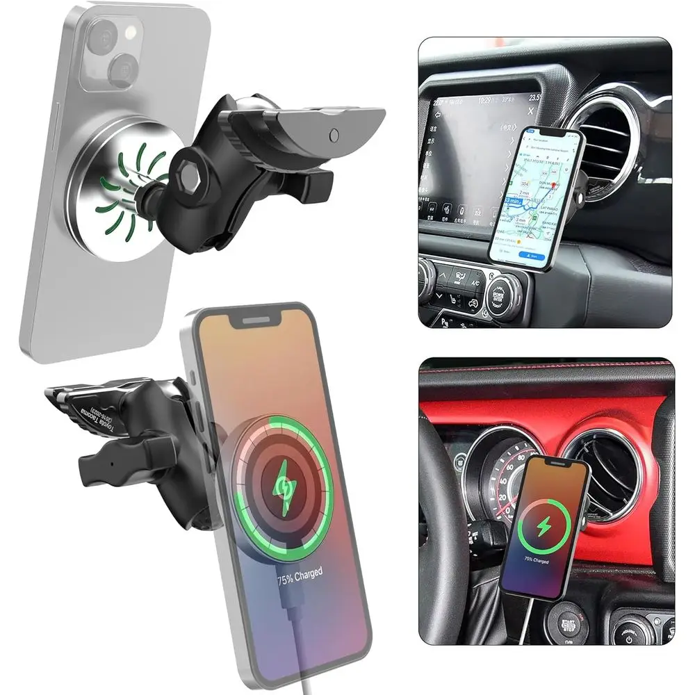 

Wireless Car Charger Magnetic Vent Mount Compatible for iPhone 17/16/15/14 Series All Smartphones