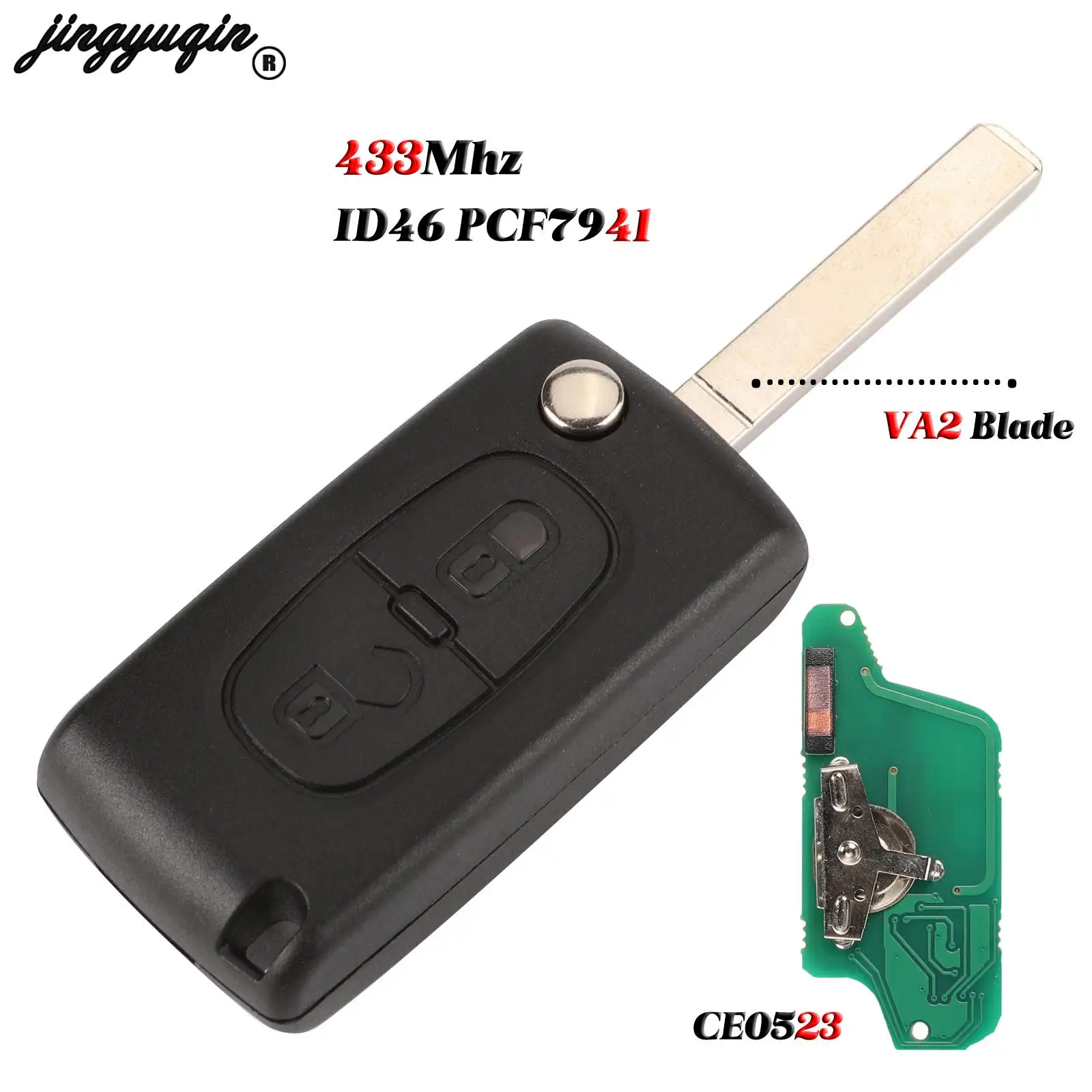 jingyuqin 2/3B For Peugeot 206 307 308 407 Partner for Citroen C4 C5 C3 Berlingo Xsara Flip Remote Key ASK FSK 433MHz CE0523 /36