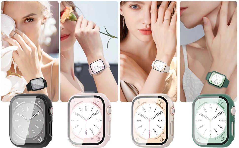 Matte Cover for Apple Watch 45mm 41mm 38mm 42mm 40mm 44mm, Hard PC Bumper Protective Case Frame for iWatch SE 9 8 7 6 5 4 3 2 1