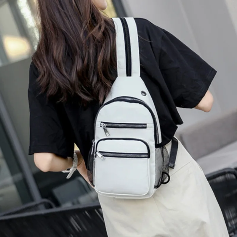 Fashion Backpack Oxford Cloth Chest Bag Solid Color Shoulder Crossbody Bag Women Men Casual Sport Travel Small Capacity Backpack