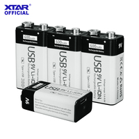XTAR 9V USB-C  Rechargeable Lithium Battery 600mAh High Capacity Fast Charging Long Lifespan and Superior Safety Protection