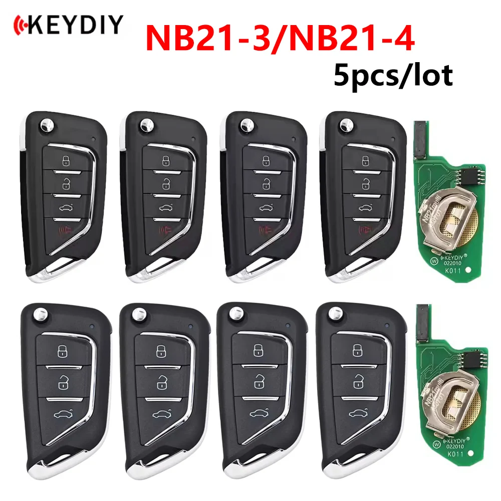 5 pièces/lot KEYDIY NB21-3 NB21-4 clé à distance de voiture 3/4 boutons clés de voiture KD pour programmeur de clé KD900/KD-X2 clé de voiture à distance série NB