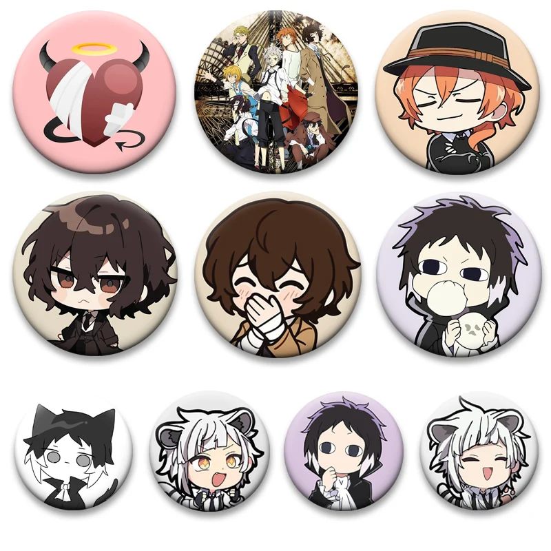 

Armed Detective Agency Badge Pins Fashion Jewelry Accessories Nakajima Atsushi,dazai Osamu,Edogawa Rampo Cartoon Brooches