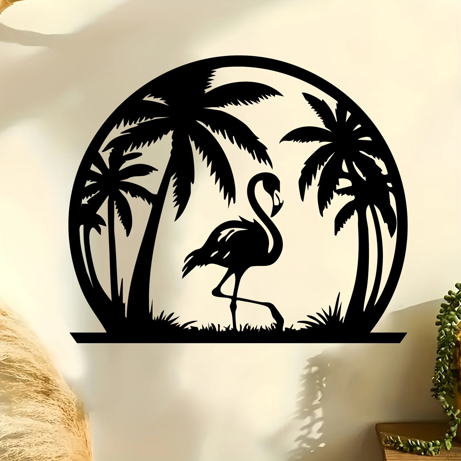 Flamingo Palm Tree Metal Wall Art, Tropical Laser Cut Wall Hanging Decor. Century Old Baking Paint Process, Waterproof,
