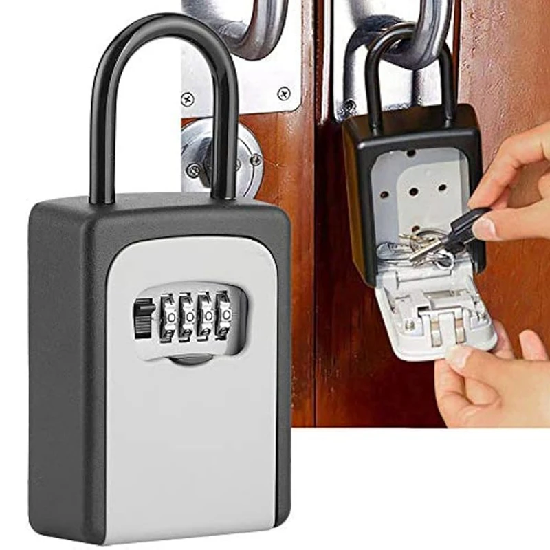 AB15-Key Lock Box ,Wall Mounted Key Lock Safe Box Aluminum Alloy Household, Security Lock Box For Home, Office, Apartment