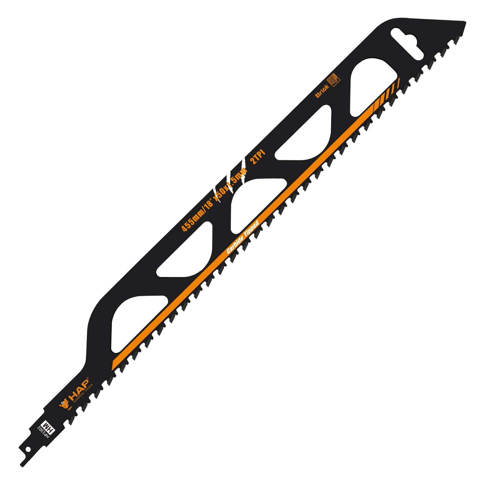 HAP 18Inch Carbide Tipped Reciprocating Saw Blade 2TPI Universal Shank for Brick Masonry Concrete Limestone Cement Board Cutting