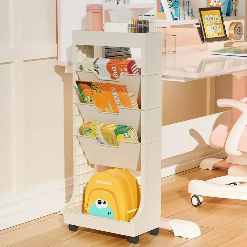 

Magazine Nordic Removable Desk Side Bookshelf Office Shelf 3 Layers Home Student Books Bag Snacks Storage Rack Clutter Organizer