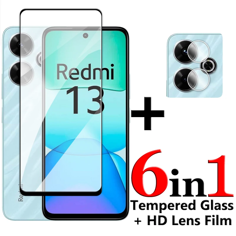 

For Redmi 13 Glass For Xiaomi Redmi 13 4G Tempered Glass 6.79 inch 2.5D Full Cover Glue HD Screen Protector For Redmi 13 Film