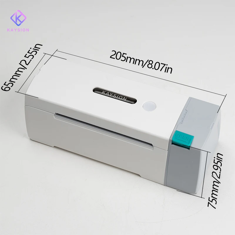 KAYSION طابعة ملصقات حرارية بلوتوث طابعة ملصقات شحن صغيرة 4X6 بوصة متوافقة مع نافذة iPhone Android Mac