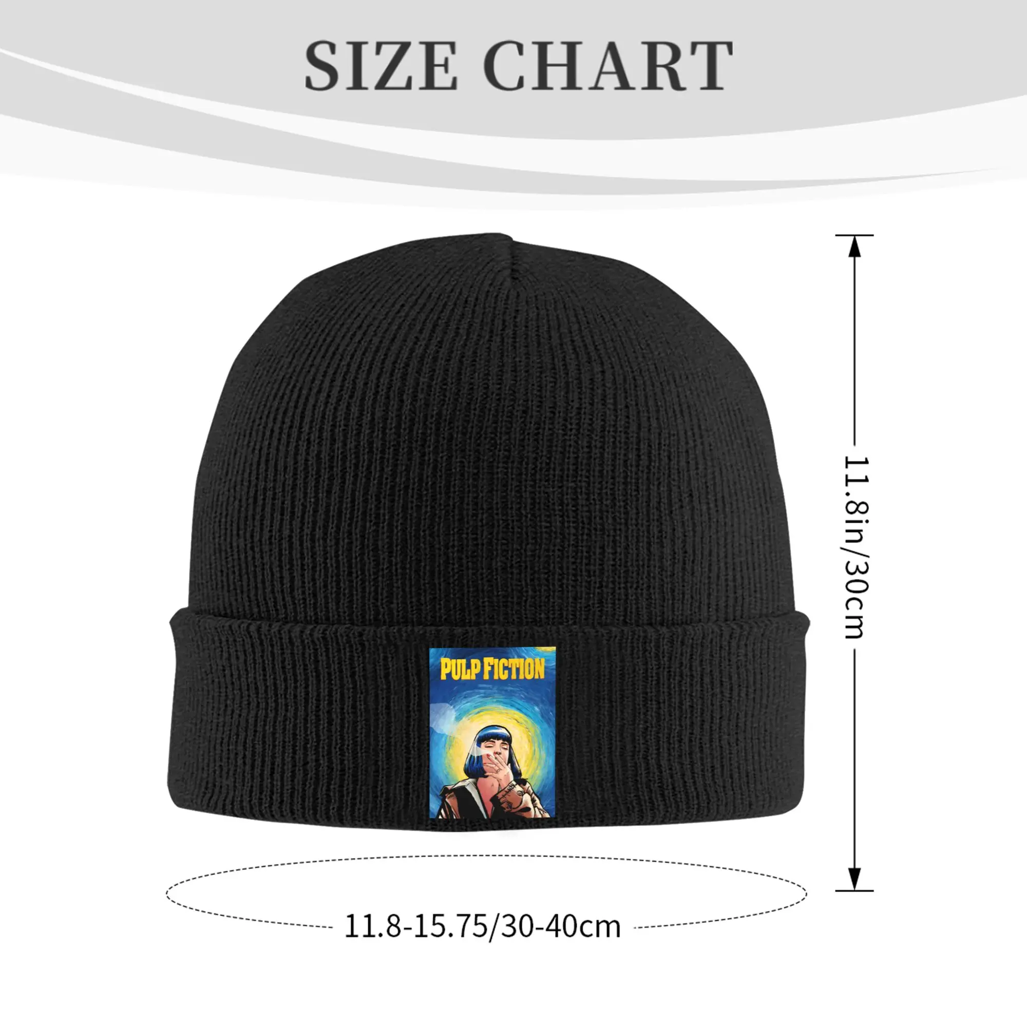 Custom Hot Black Comedy Movies P-Pulps F-Fictions Bonnet Hats  Fashion Knitting Hat Winter Warm Classic  Skullies Beanies Caps