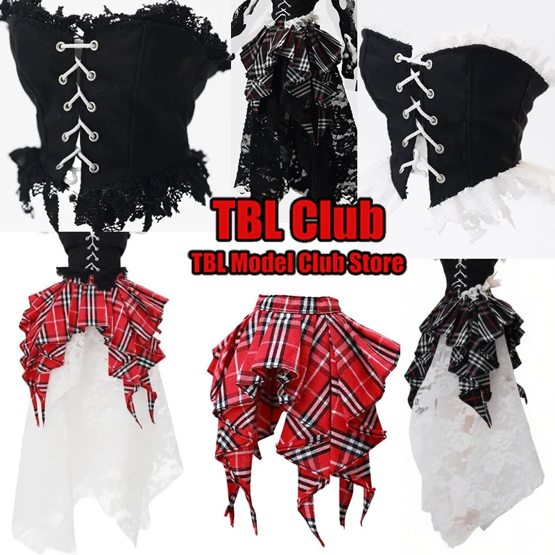 

1/6 Scale Irregular Checked Lace Dress Elegant Gothic Female Clothes For at203 12-inch Action Figure Soldier ACG26-M05-03