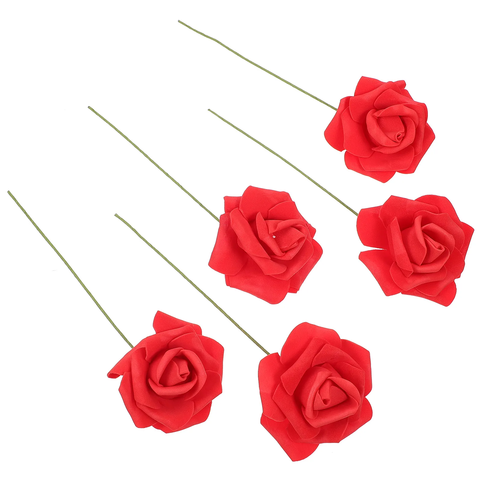 

50 Pcs Artificial Rose Bouquet Fake Flower Decoration Red Wedding Arrangement Bride DIY Craft Party Home Decor