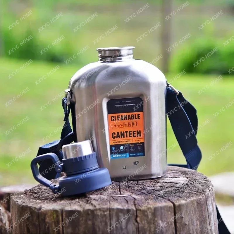 Stainless Steel Kettle Large Capacity Outdoor Mountaineering Camping Sports Cup 1L