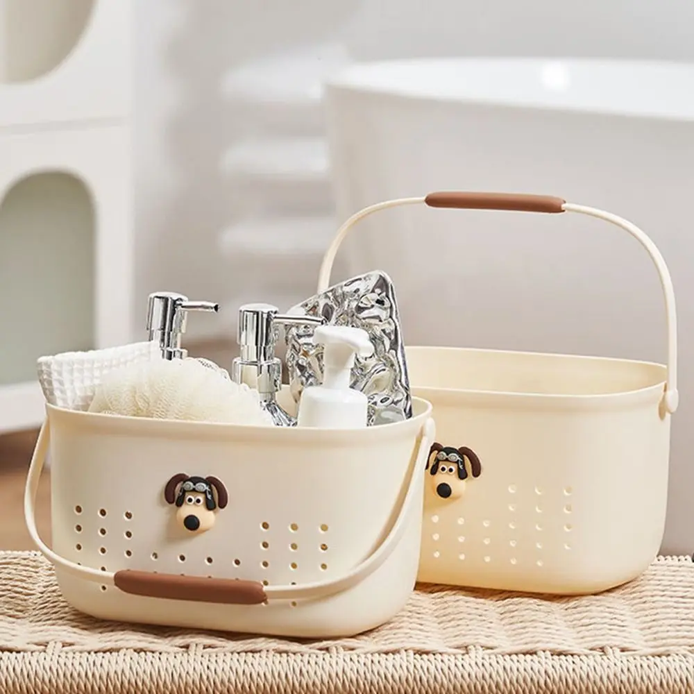 Portable Plastic Shower Basket Large Capacity Hollow Tote Toiletry Basket with Handles Bath Drain Basket Dormitory