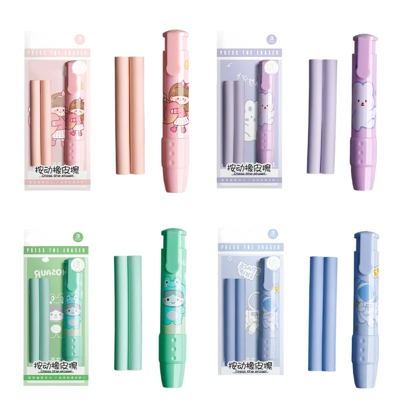 Borradores mecánicos retráctiles Borradores empujables dibujos animados Borradores lápiz para niña