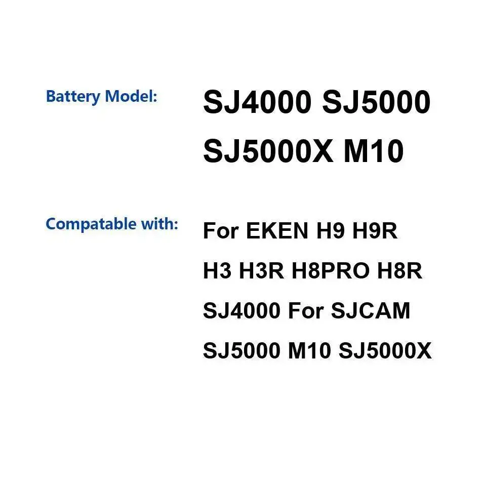 

Аккумулятор для спортивной камеры 900 мАч для Eken H9 H9R H3 H3R H8PRO H8R SJ4000 Sjcam SJ5000 M10 SJ5000X