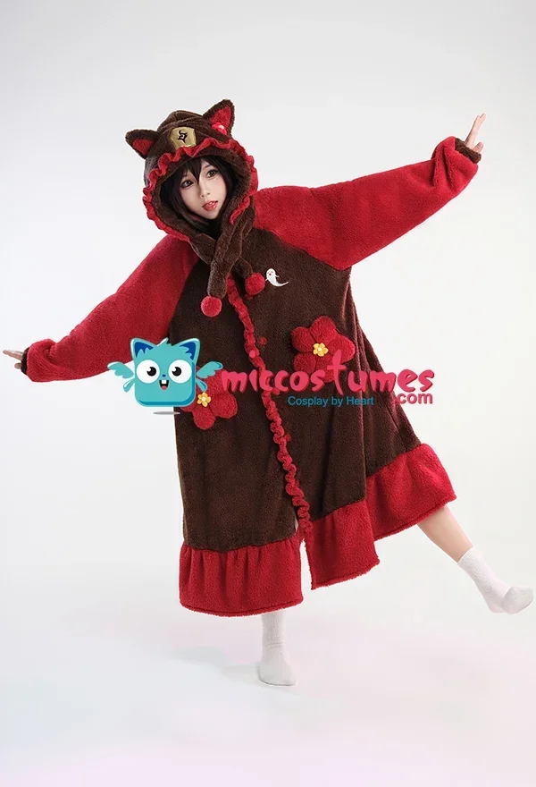 

Miccostumes Women's Homewear Dress Kawaii Long Sleeve Nightgown Hooded Warm Pyjama Cosplay Costume