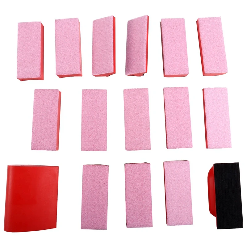 Hand Sanding Blocks 16 PCS,Contour Sanding Pads Kit, Hook & Loop Abrasive Sanding Pads for Sanding Wood Furniture-A51M