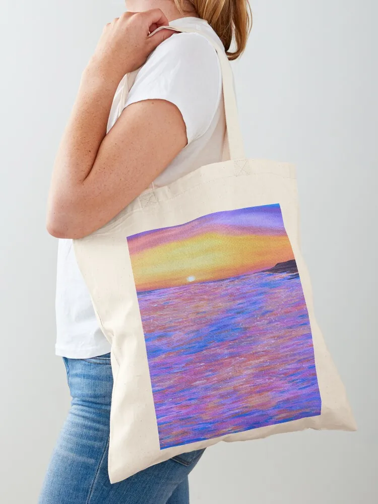 

Huntington Beach Ocean Sunset Tote Bag reusable grocery bags tote bags men Canvas stote bag Big bag women