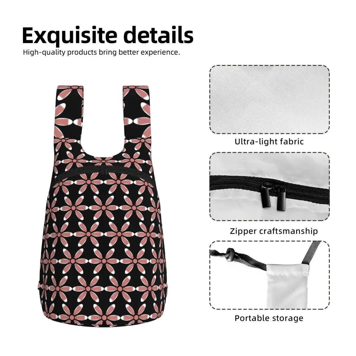 White And Pink Petals Flower Delicate Floral Student Backpack School Bag Hiking Travel Daypack Storage Bookbag Shoulder Bags