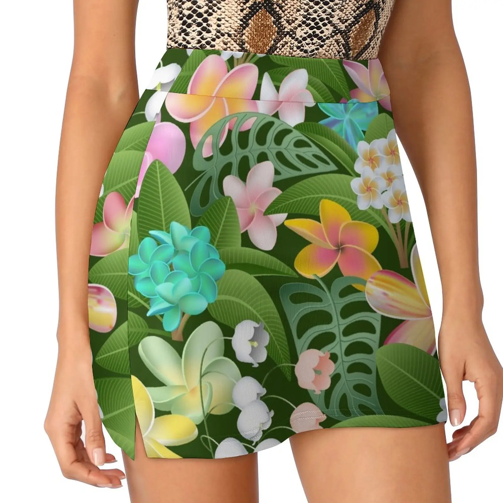 

Tropical Plumeria Flowers 4 Light proof trouser skirt Clothing skirts summer 2023 woman