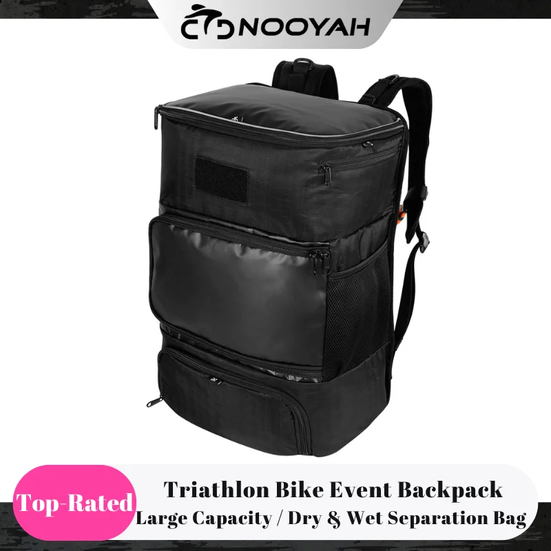 NOOYAH Triathlon Bike Bag Cycling Event Large Capacity Backpack Wet Dry Separation Bike Accessories Helmet Storage of Equipment