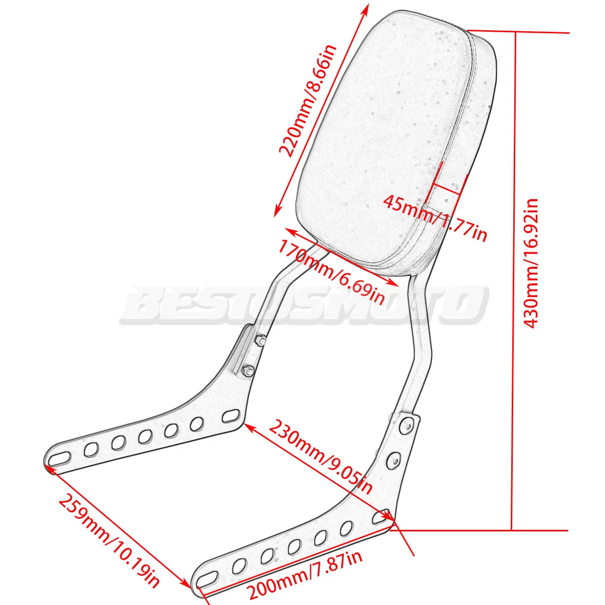 For Harley Softail Slim FLSL Heritage Classic Street Bob Deluxe 107 Motorcycle Backrest Sissy Bar Accessories 2018-2023 Models