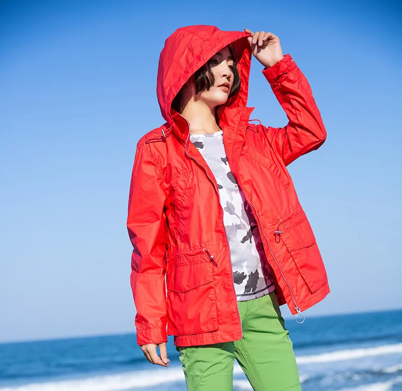 

Spring Autumn Women Outdoor Camping Trekking Charge Clothes Monolayer Windbreaker Waterproof Thin Hiking Clothing Loose Coat