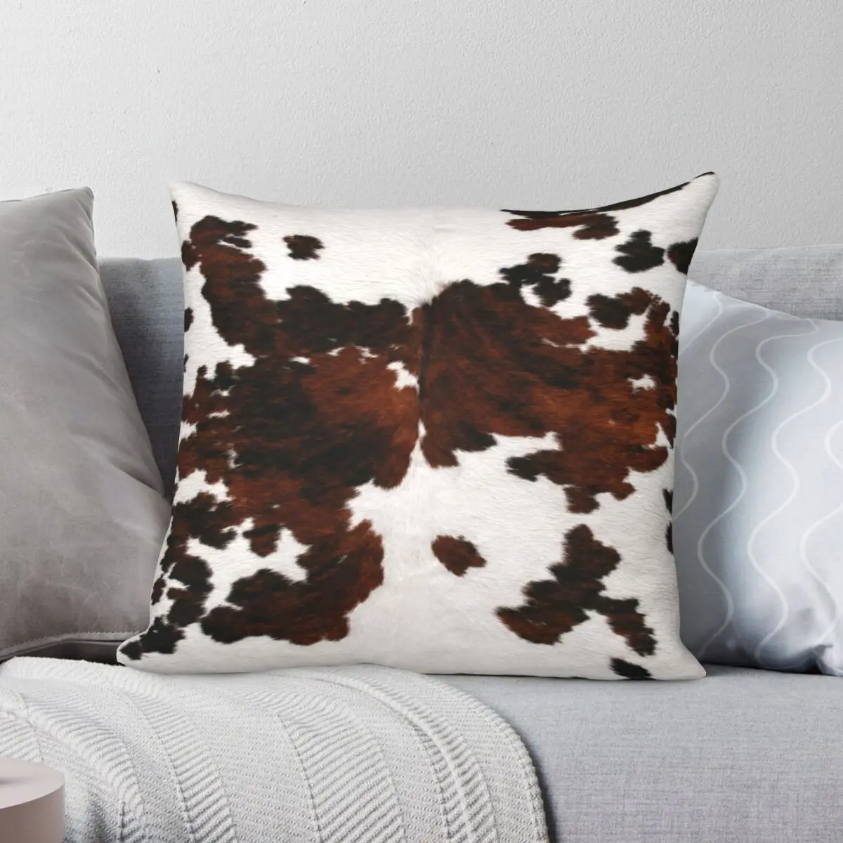 

Cattle Fake Cow Print Square Pillowcase Polyester Linen Velvet Pattern Zip Decor Throw Pillow Case Room Cushion Case