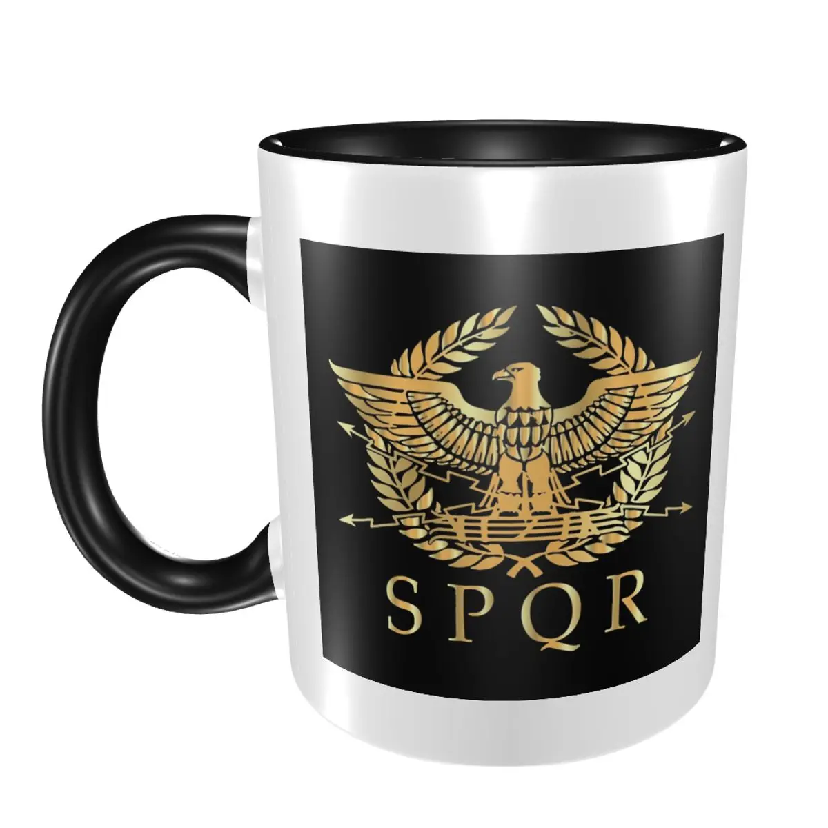 

SPQR Roman Empire Standard Shield Mug Funny Ceramic Coffee Cups Tea Mugs Milk Cup Drinkware Gifts for Friends
