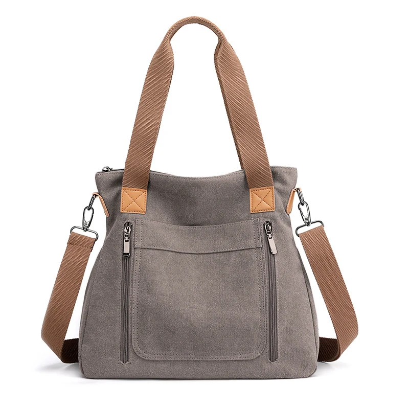 Nuova borsa tote alla moda in stile coreano di grande capacità da donna Borsa tote semplice e casual in tela Borsa tote funzionale per uso quotidiano