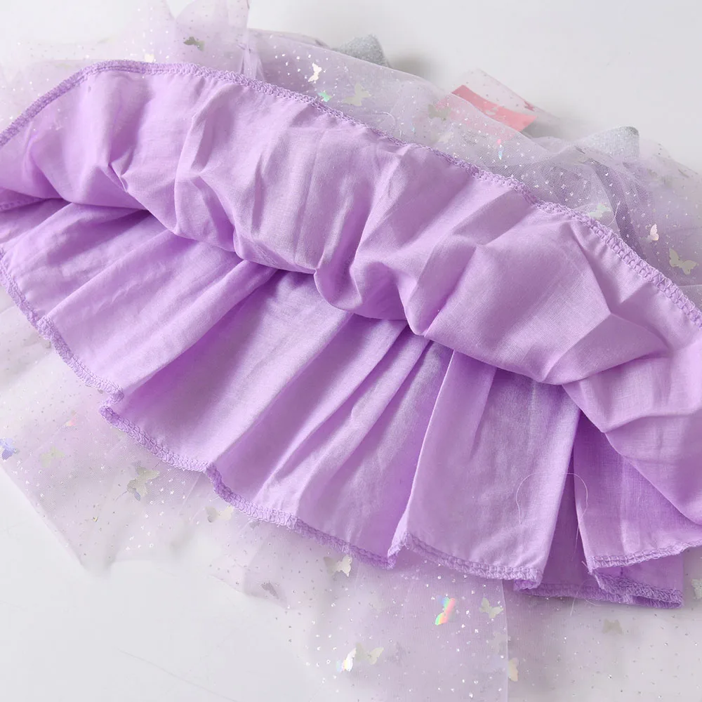 DXTON Children Princess Skirt Summer Tulle Layer Girls Skirt Butterfly Sequin Irregular Mesh Kids Party Costume Girls Mini Skirt