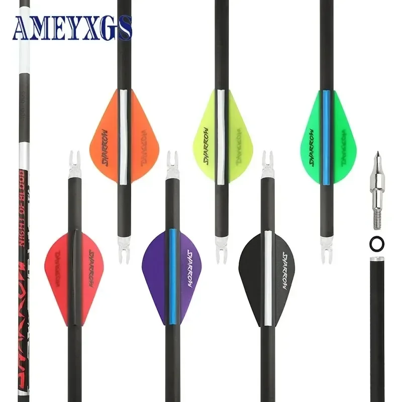 

12pcs Luminous Arrow 32.5inch Pure Carbon Arrow ID 6.2mm Spine 300/350/400/500/600 Compound Recuvre Bow Shooting Hunting Archery