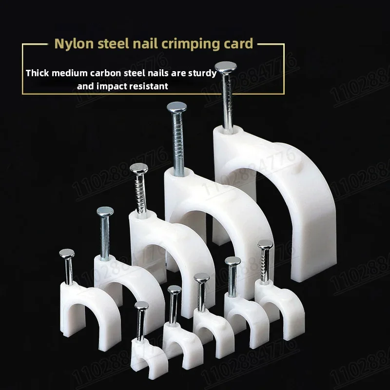 Round Steel Nails 100pcs 6mm  Wall mounted screw clamps for cables  Cable Clamp White High Quality Low Price Favorable