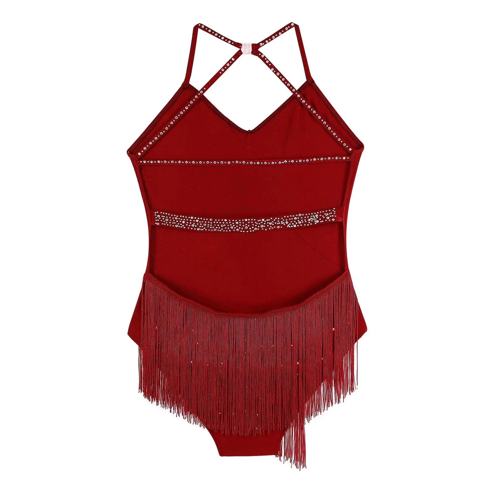 여성 라틴 댄스 레오타드 민소매 홀터넥 넥 라인 석 장식 된 등받이 술 레오타드 공연 경쟁