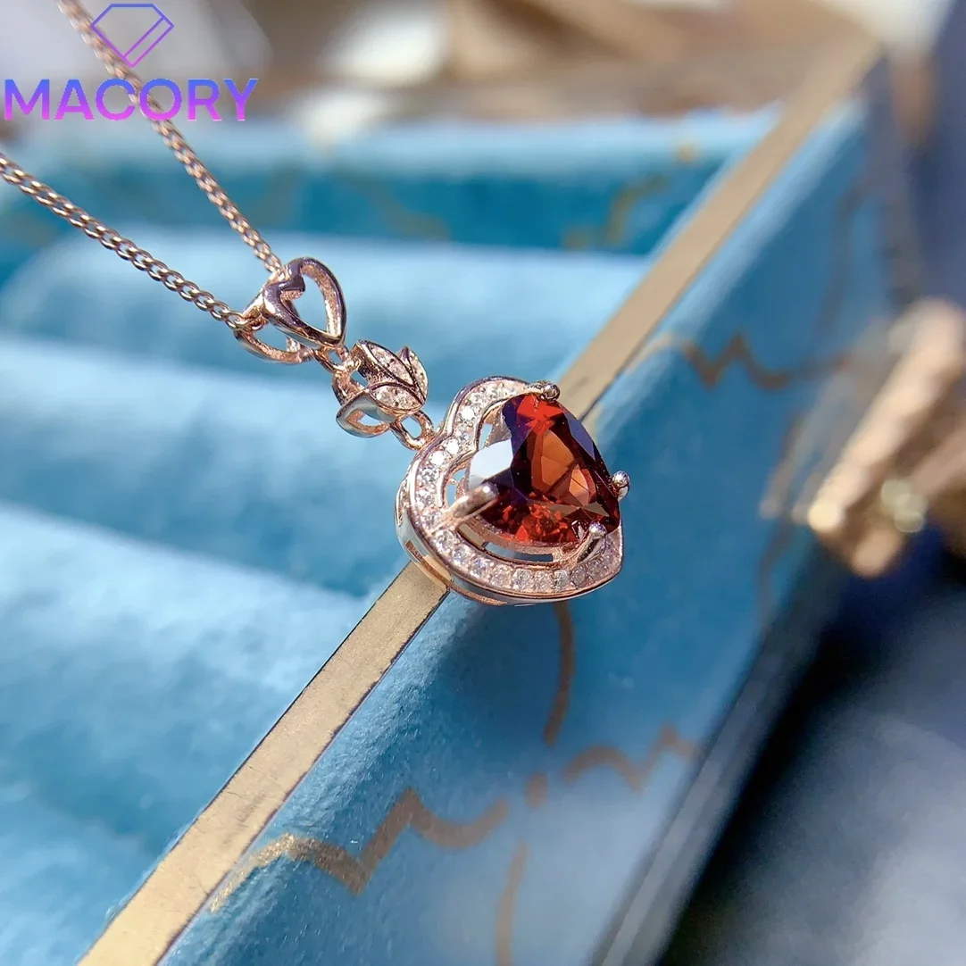 Free shipping 925 sterling silver natural garnet necklace female silver jewelry certification original female chain