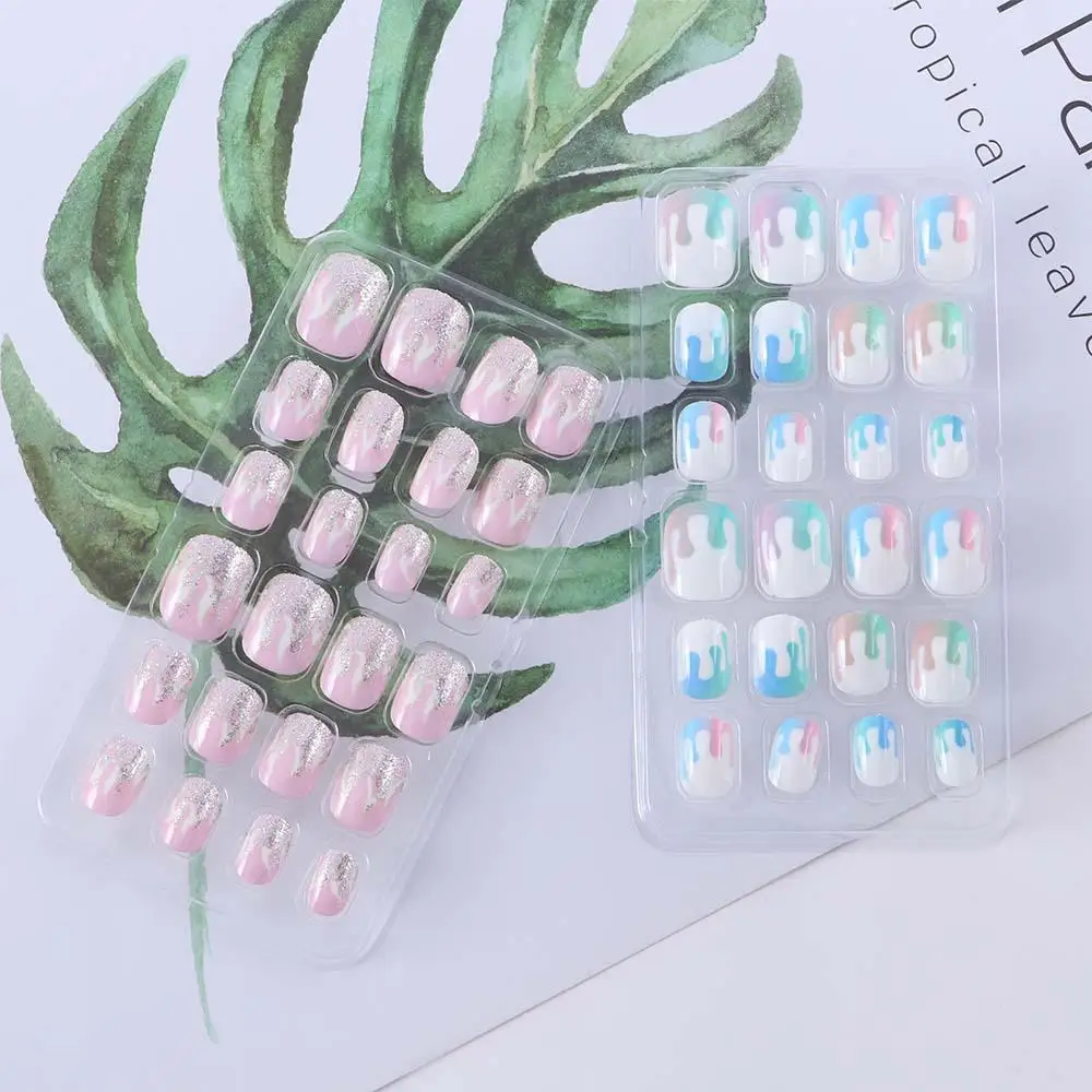 

Детский мультфильм «сделай сам», панк-летучая мышь, Хэллоуин, пресс на огненной паутине, короткие накладные ногти, накладные ногти, маникюр, украшения для дизайна ногтей