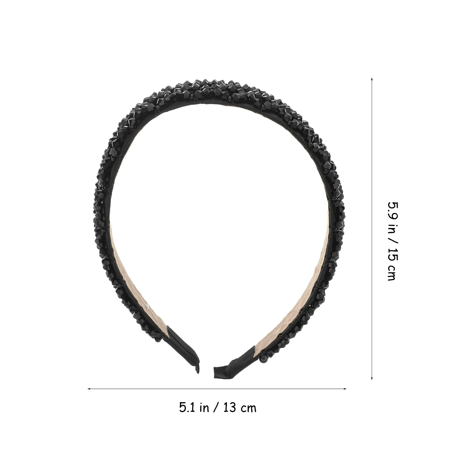 1Pcs Waterdrop Crystal Hair Hoop Stylish Beaded Headband Black Long-Lasting Fashion Hair Band for Girls Engagement Party