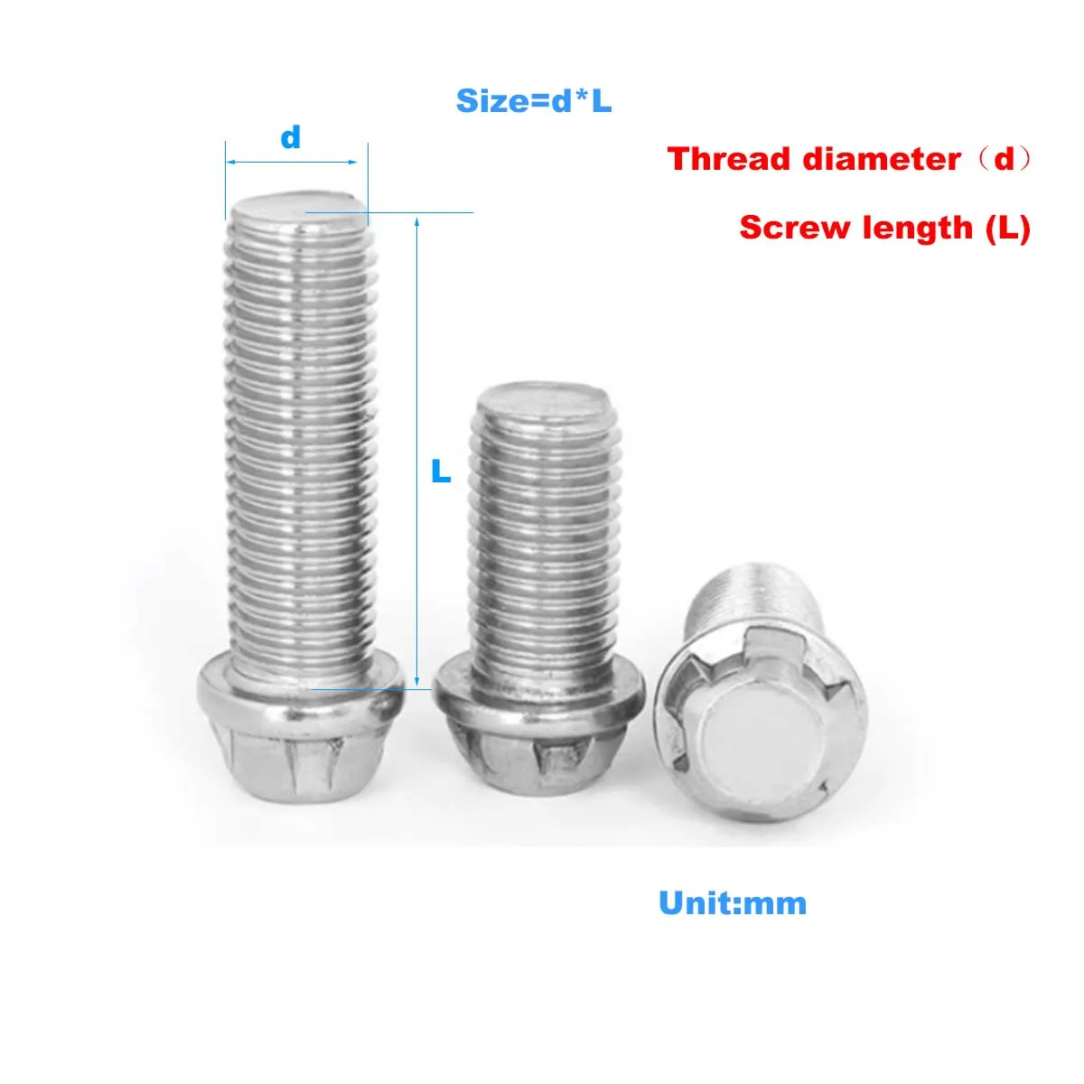 

304 Stainless Steel Anti-Theft Screw/Railway High-Speed Rail Use/External Pentagonal Plum Blossom Head Bolt M16