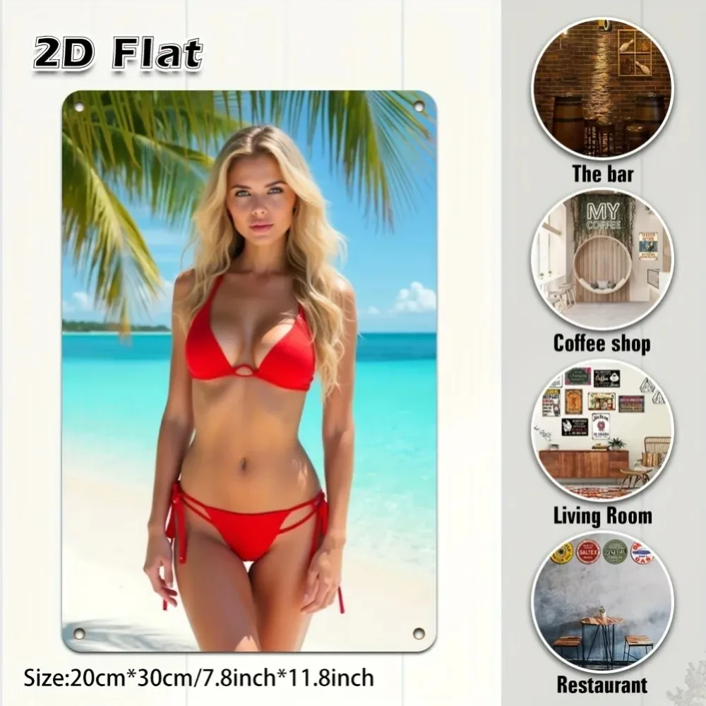 Lustiges Bikini-Mädchen Leinwandbild |   Sarkastische Wanddekoration für Damenschlafzimmer, kleines Badezimmer, Studentenwohnheim