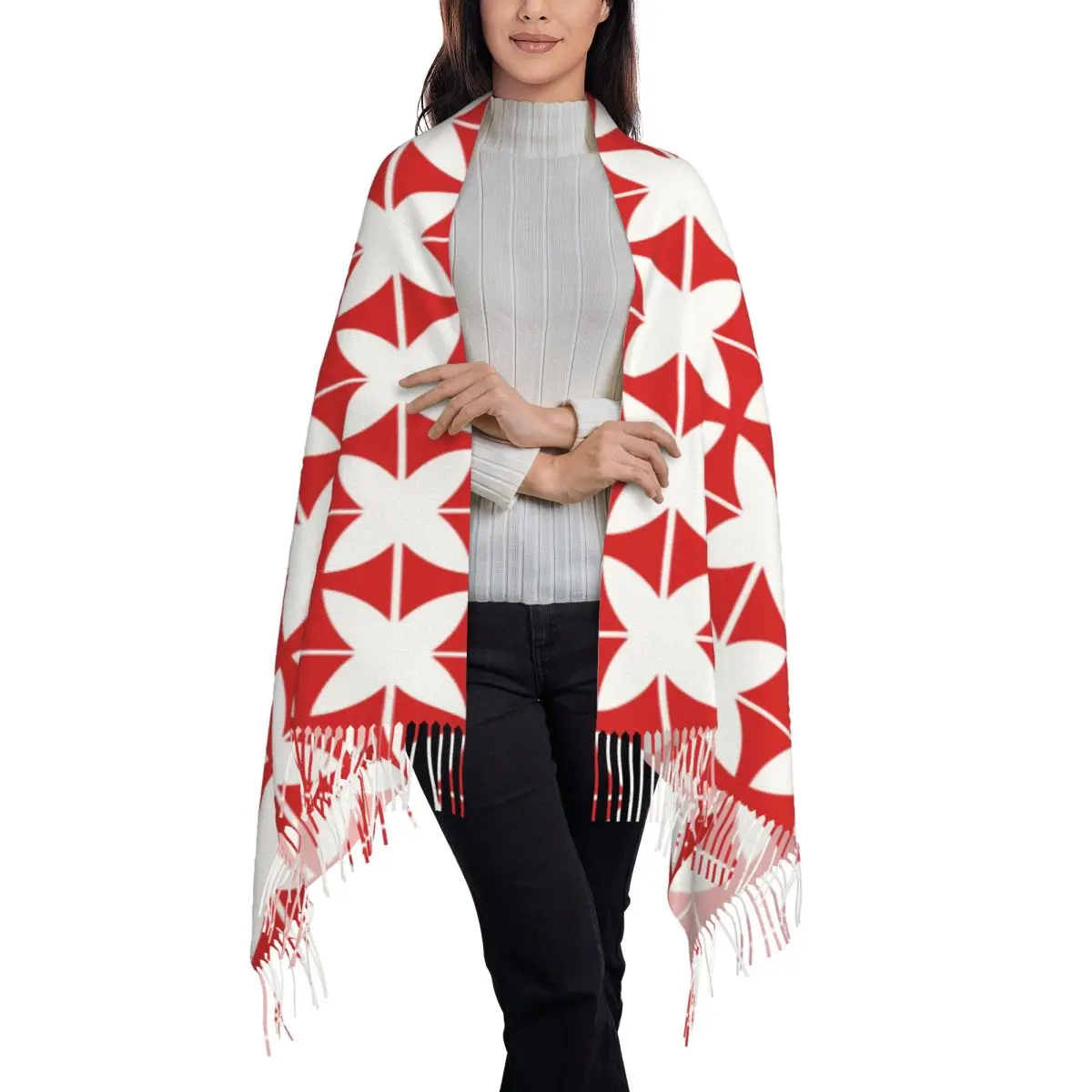 Templar Shield Cross Medieval Sword Knights Scarf Tassel Scarves Women Soft Warm Shawls and Wraps Large Fall Winter Shawl Wrap
