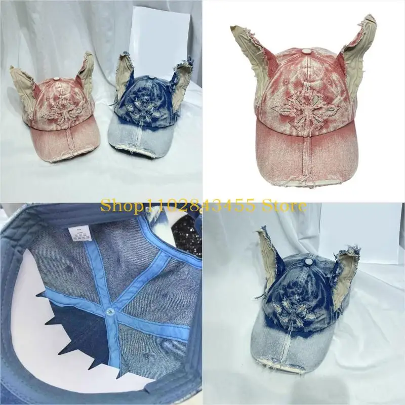 

49MC Vintage Ripped Ear Hat for Adults Dark Series Spring Autumn Casquettes Hat Street Wear Hiphop Caps Outdoor Activity Hat
