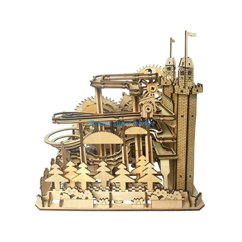 090B Castle Gỗ thủ công bằng đá cẩm thạch chạy cho người thu gom đồ chơi cho thanh thiếu niên và người lớn