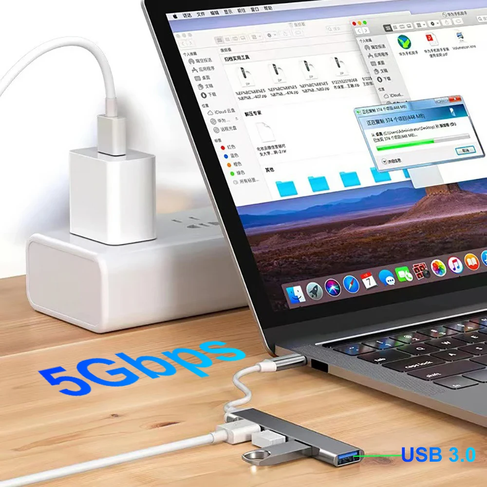 KEBIDUMEI 5 in 2 USB C HUB Type C 3.1 Hub SD TF PD 65W Adapter For Macbook iPad Pro Air M2 PC Accessories 5Gbps USB C 3.0 HUB