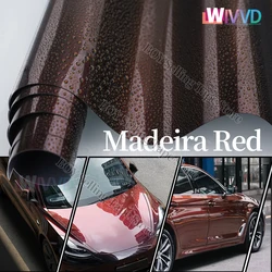 Glossy PET Madeira Red vinyl wrap film gloss Chameleon Midnight Red chameleon vinyl wrap film for Motorcycle stickers