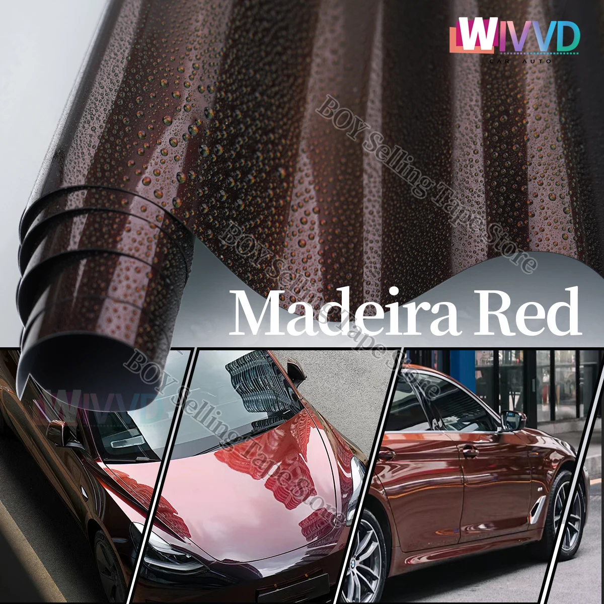Glossy PET Madeira Red Vinyl Wrap Film Gloss Chameleon Midnight Red Chameleon Vinyl Wrap Film for Motorcycle Stickers